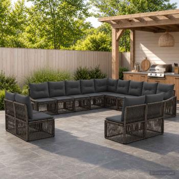 ARDEBO.de - Gartensofa-set 13 stk. Grau Poly-Rattan