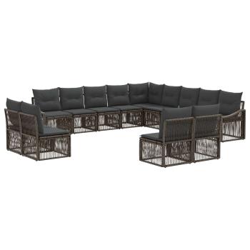 Gartensofa-set 13 stk. Grau Poly-Rattan