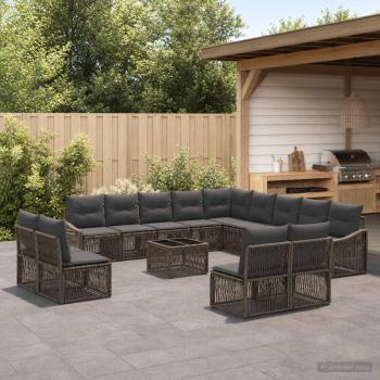 ARDEBO.de - Gartensofa-set 14 Stk. Grau Poly-Rattan