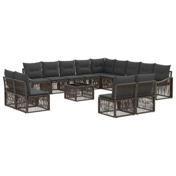 Gartensofa-set 14 Stk. Grau Poly-Rattan