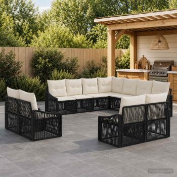 ARDEBO.de - Gartensofa-set 11 stk. Schwarz Poly-Rattan