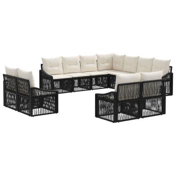 Gartensofa-set 11 stk. Schwarz Poly-Rattan