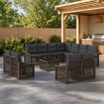ARDEBO.de - Gartensofa-set 12 stk. Grau Poly-Rattan