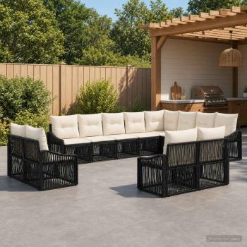 ARDEBO.de - Gartensofa-set 12 Stk. Schwarz Poly-Rattan