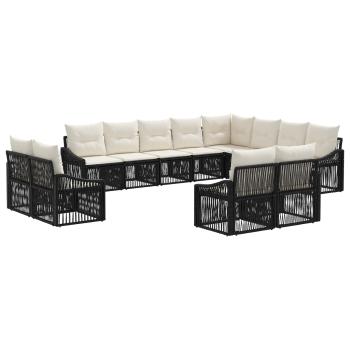 Gartensofa-set 12 Stk. Schwarz Poly-Rattan