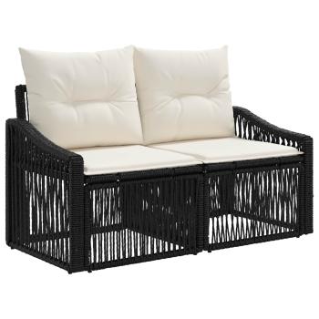 Gartensofa-set 12 Stk. Schwarz Poly-Rattan