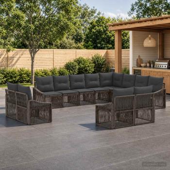 ARDEBO.de - Gartensofa-set 12 stk. Grau Poly-Rattan