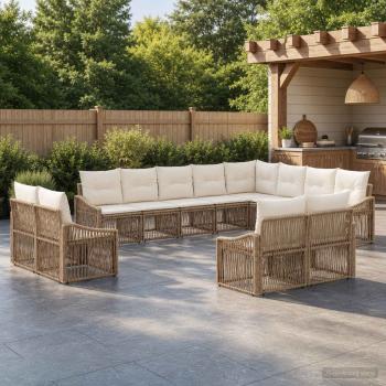 ARDEBO.de - Gartensofa-set 12 Stk. Beige Poly-Rattan