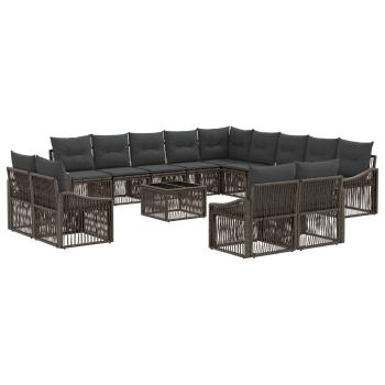 Gartensofa-set 14 stk. Grau Poly-Rattan
