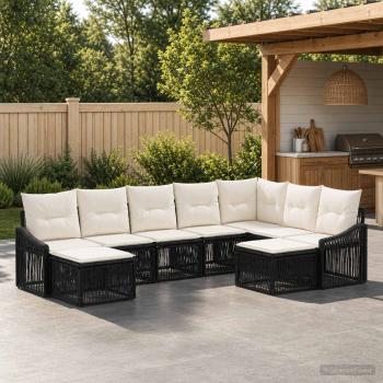 ARDEBO.de - Gartensofa-set 9 stk. Schwarz Poly-Rattan