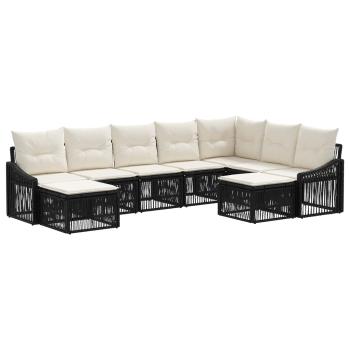 Gartensofa-set 9 stk. Schwarz Poly-Rattan
