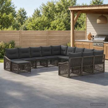 ARDEBO.de - Gartensofa-set 12 Stk. Grau Poly-Rattan