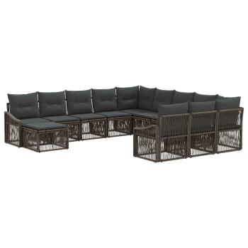 Gartensofa-set 12 Stk. Grau Poly-Rattan