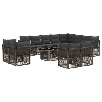 Gartensofa-set 13 Stk. Grau Poly-Rattan