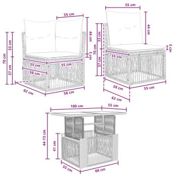 Gartensofa-set 13 Stk. Grau Poly-Rattan