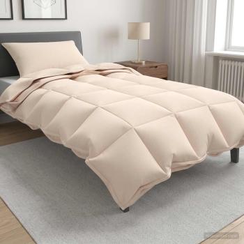 ARDEBO.de - Bettwäsche-Set Beige 137 x 200 cm Baumwolle, Kapok, Polyester