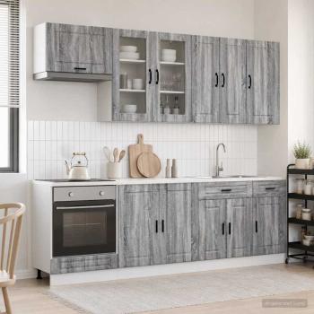 ARDEBO.de - Kücheneinheit PORTO 8 stk. Grau Sonoma Holzwerkstoff