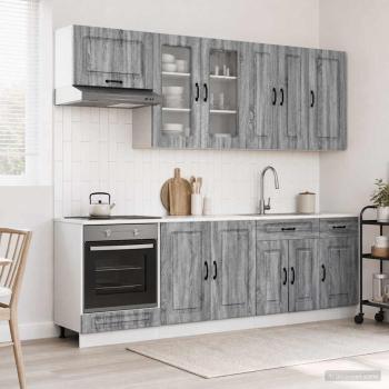 ARDEBO.de - Kücheneinheit KALMAR 8 stk. Grau Sonoma Holzwerkstoff