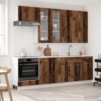 ARDEBO.de - Kücheneinheit LYON 8 stk. Altholz Holzwerkstoff