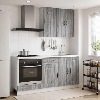 ARDEBO.de - Kücheneinheit KALMAR 5 stk. Grau Sonoma Holzwerkstoff