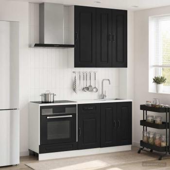 ARDEBO.de - K?cheneinheit KALMAR 5 stk. Schwarz Holzwerkstoff