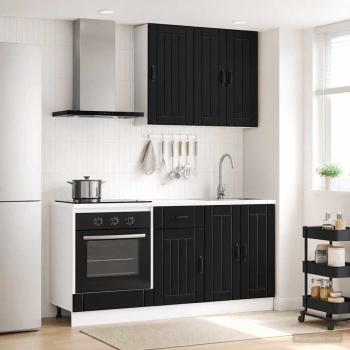 ARDEBO.de - Kücheneinheit LUCCA 5 stk. Schwarz Holzwerkstoff