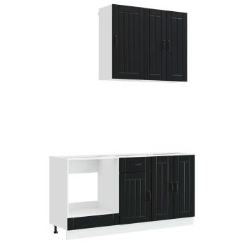 Kücheneinheit LUCCA 5 stk. Schwarz Holzwerkstoff