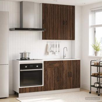 ARDEBO.de - Kücheneinheit LUCCA 5 stk. Brauneiche Holzwerkstoff