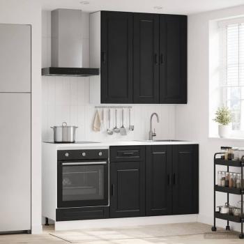 ARDEBO.de - K?cheneinheit PORTO 5 stk. Schwarz Holzwerkstoff