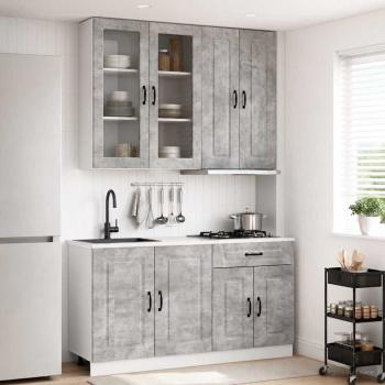 ARDEBO.de - Kücheneinheit KALMAR 4 stk. Betongrau Holzwerkstoff
