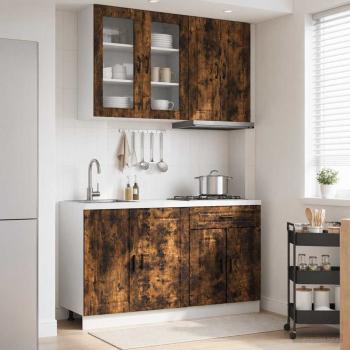 ARDEBO.de - Kücheneinheit PORTO 4 stk. Geräucherte Eiche Holzwerkstoff