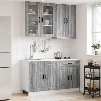 ARDEBO.de - K?cheneinheit PORTO 4 stk. Grau Sonoma Holzwerkstoff