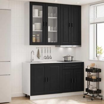 ARDEBO.de - Kücheneinheit PORTO 4 stk. Schwarz Holzwerkstoff