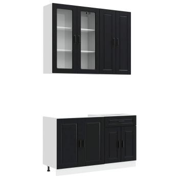 Kücheneinheit PORTO 4 stk. Schwarz Holzwerkstoff