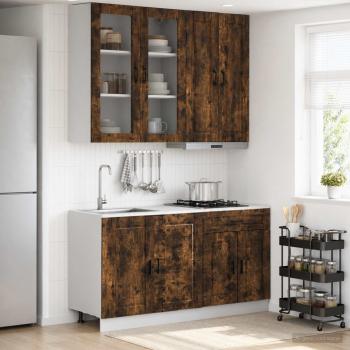 ARDEBO.de - Kücheneinheit PORTO 4 stk. Geräucherte Eiche Holzwerkstoff