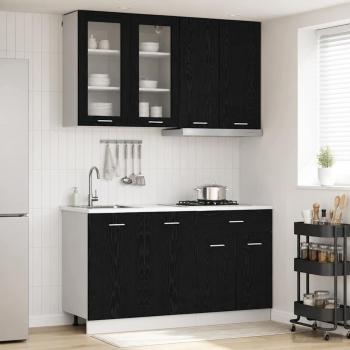 ARDEBO.de - K?cheneinheit LYON 4 stk. Schwarze Eiche Holzwerkstoff