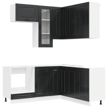 Kücheneinheit KALMAR 8 stk. Schwarz Holzwerkstoff