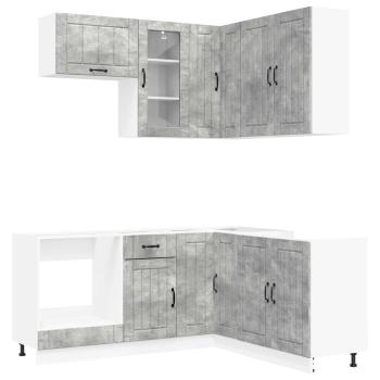 Kücheneinheit LUCCA 8 stk. Betongrau Holzwerkstoff