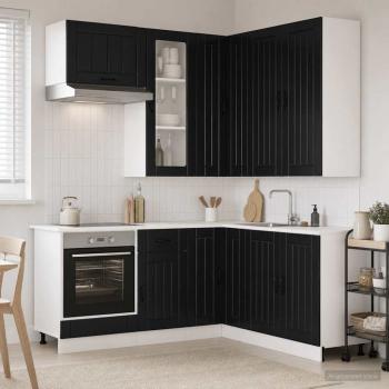 ARDEBO.de - K?cheneinheit LUCCA 8 stk. Schwarz Holzwerkstoff