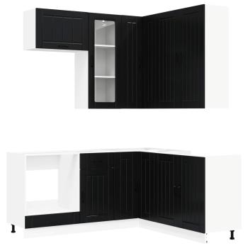 K?cheneinheit LUCCA 8 stk. Schwarz Holzwerkstoff