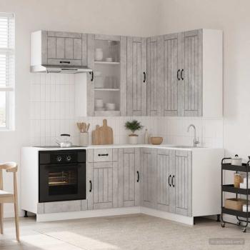 ARDEBO.de - Kücheneinheit LUCCA 8 stk. Betongrau Holzwerkstoff