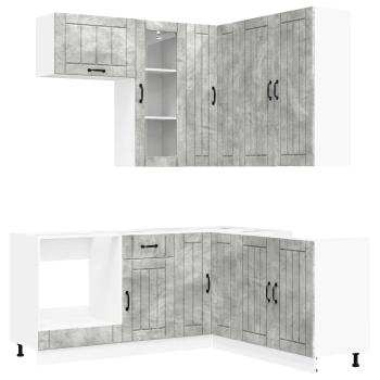 Kücheneinheit LUCCA 8 stk. Betongrau Holzwerkstoff