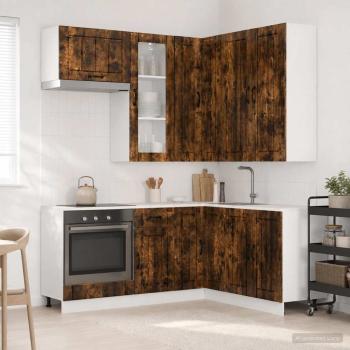 ARDEBO.de - Kücheneinheit LUCCA 8 stk. Geräucherte Eiche Holzwerkstoff