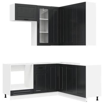 K?cheneinheit PORTO 8 stk. Schwarz Holzwerkstoff