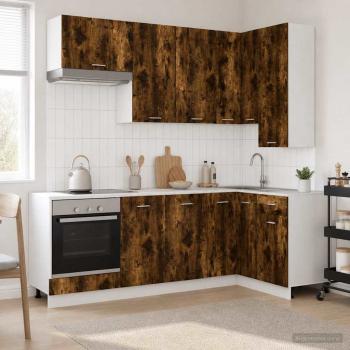 ARDEBO.de - Kücheneinheit LYON 8 stk. Geräucherte Eiche Holzwerkstoff