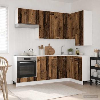 ARDEBO.de - Kücheneinheit LYON 8 stk. Altholz Holzwerkstoff