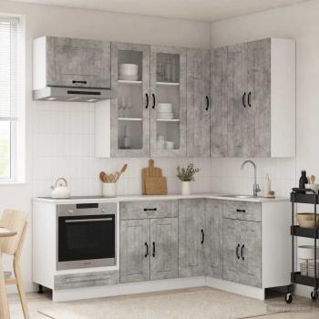 ARDEBO.de - Kücheneinheit KALMAR 8 stk. Betongrau Holzwerkstoff