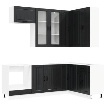 K?cheneinheit LUCCA 8 stk. Schwarz Holzwerkstoff