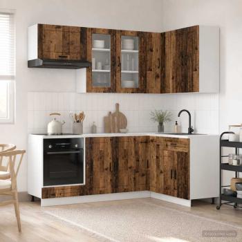 ARDEBO.de - Kücheneinheit PORTO 8 stk. Altholz Holzwerkstoff