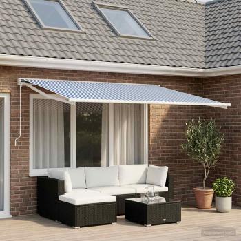 ARDEBO.de - Markisenersatzstoff Blau und Weiß 350 x 200 cm Polyester